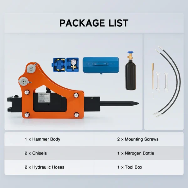 Hydraulic Breaker Hammer for Mini Excavator Concrete Breaker with 2 Chisels Drilling Tool - Image 2