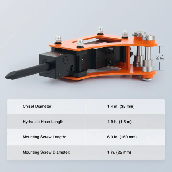 Hydraulic Breaker Hammer for Mini Excavator Concrete Breaker with 2 Chisels Drilling Tool - Image 3