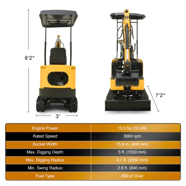 13.5HP Mini Excavator B&S Engine with 6 Attachments - Image 2