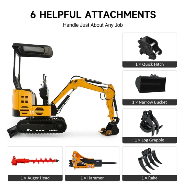 13.5HP Mini Excavator B&S Engine with 6 Attachments - Image 5