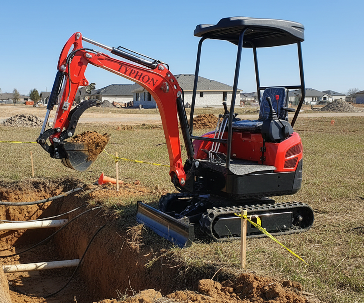 Typhon Terror XVIII mini excavator cabin red trenching