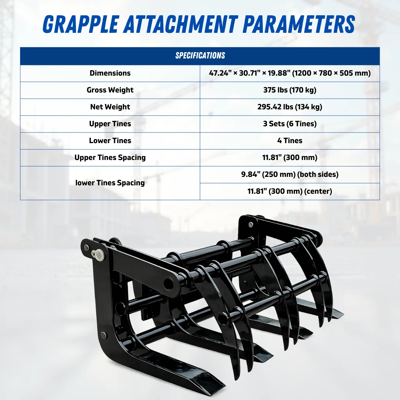 TYPHON Skoop Heavy-Duty Wheel Loader Log Grapple 295 lbs Robust Log & Brush Handler with 6+4 Tine Grip - Image 2