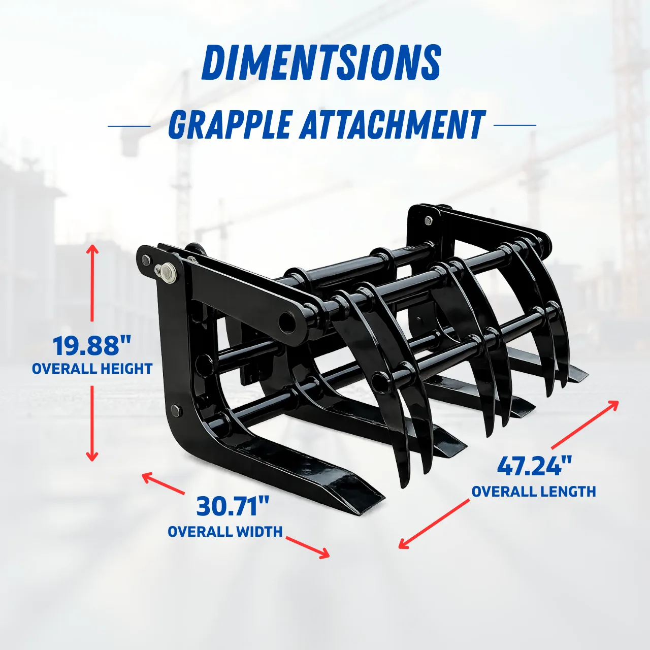 TYPHON Skoop Heavy-Duty Wheel Loader Log Grapple 295 lbs Robust Log & Brush Handler with 6+4 Tine Grip - Image 3